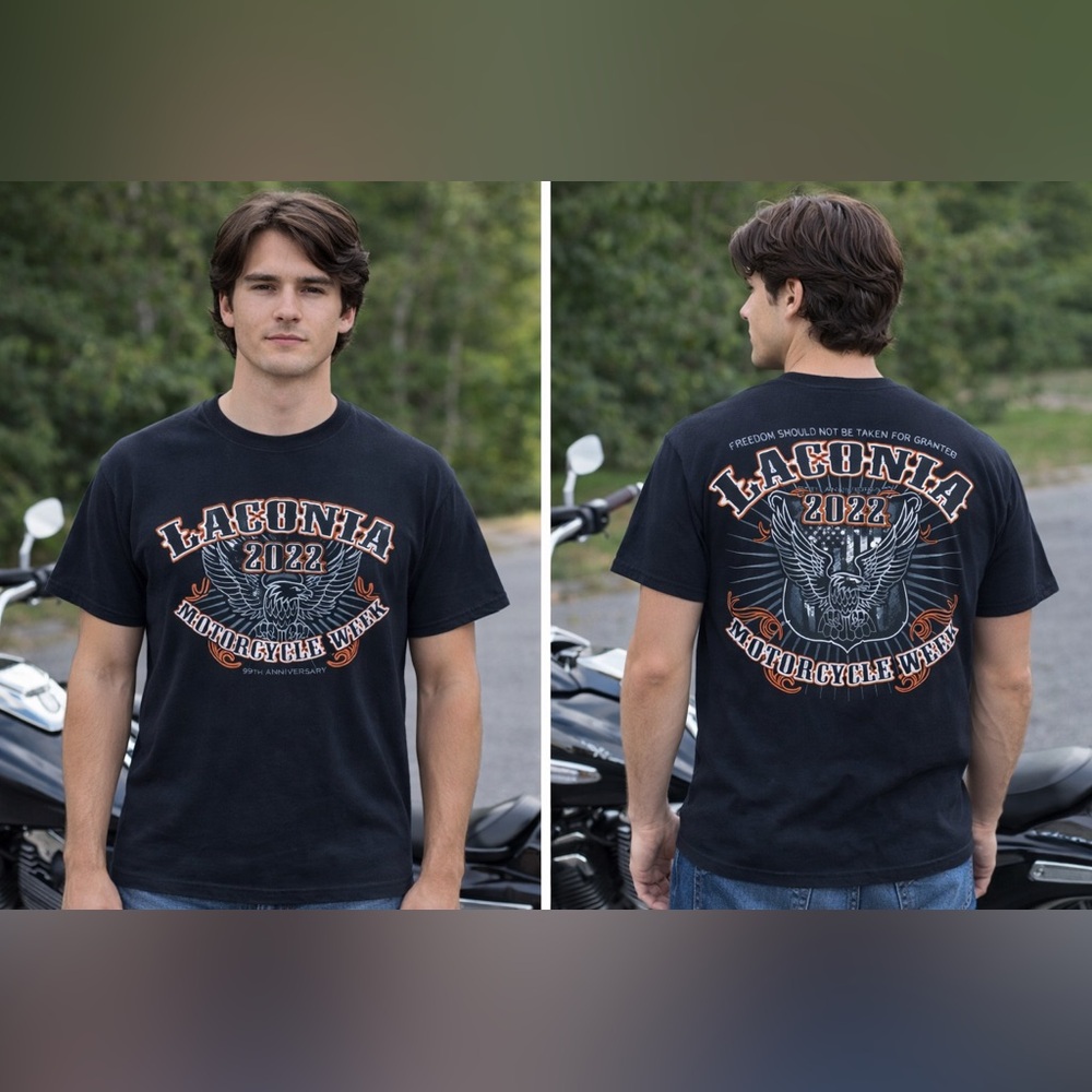 Laconia Motorcycle Week 2022 T Shirt Mens 2XL XXL Biker Rally Eagle Graphic Tee